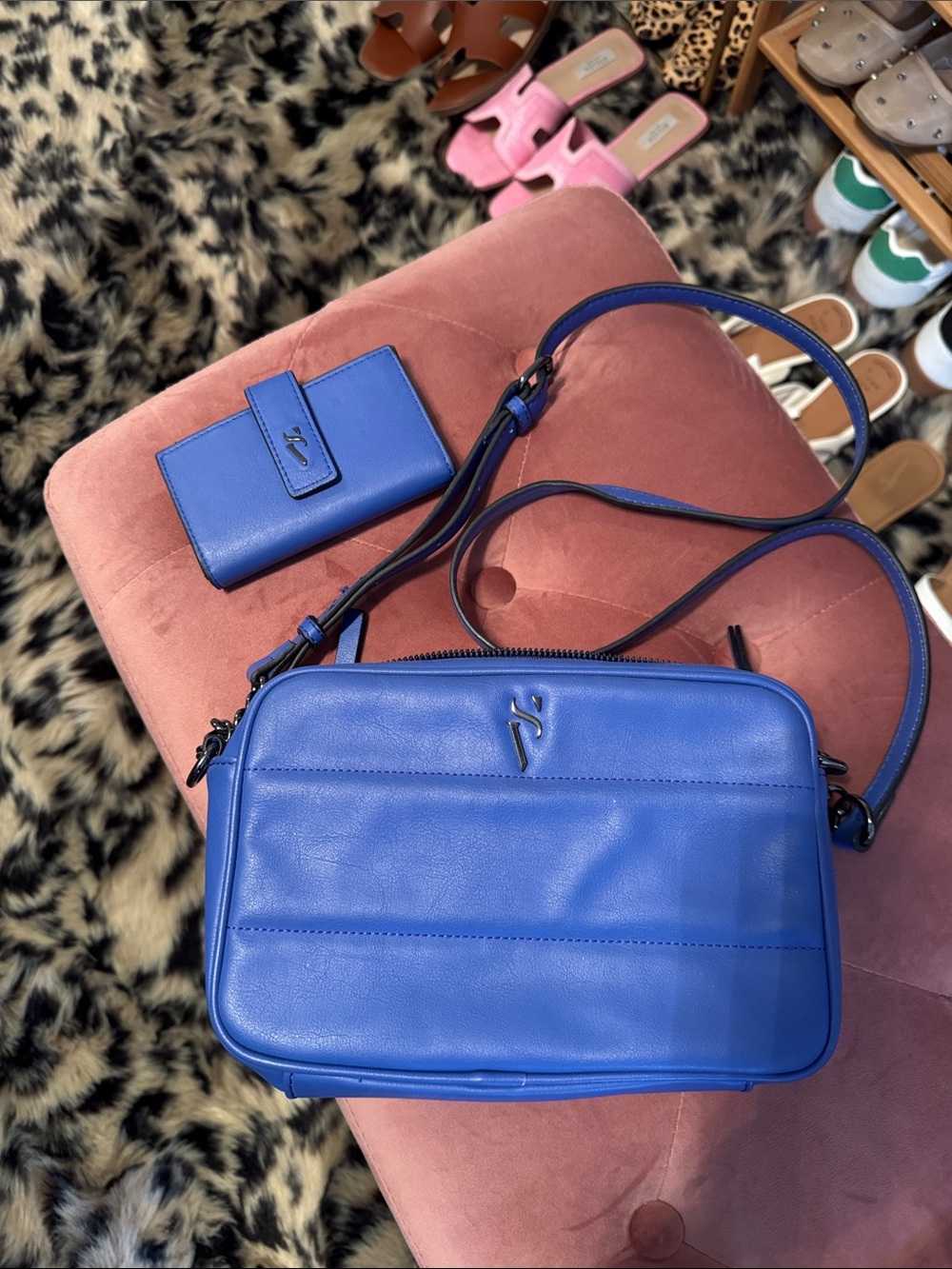 Vera wang Blue Leather Crossbody Bag